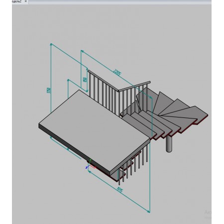 Межэтажная модульная лестница с поворотом 